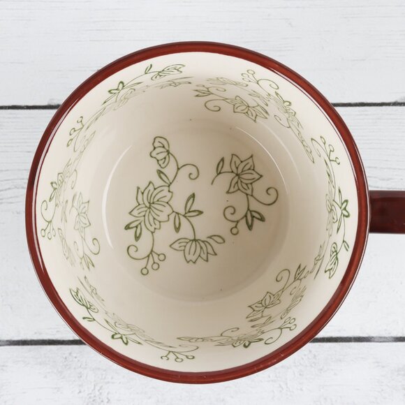 Temp-Tations Floral Lace Green 24 oz Soup Mug with Cover & Underplate - Picture 8 of 11